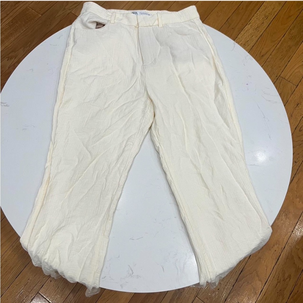 Cream Textured Pants